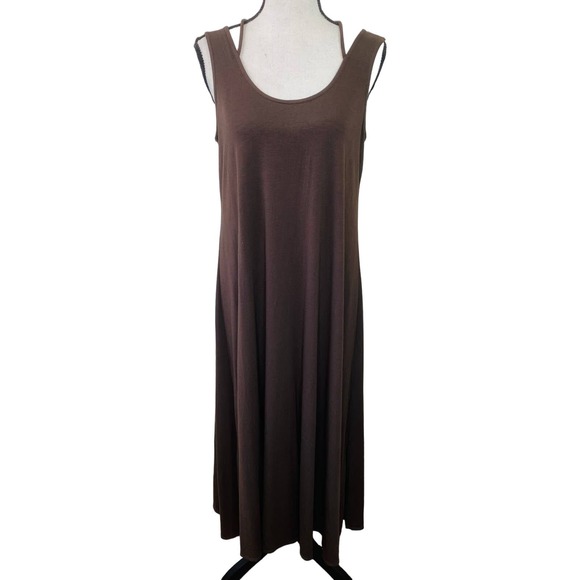 Eileen Fisher Knit A-Line Midi Dress Women Small Stretch Casual Classic Packable - Picture 2 of 10